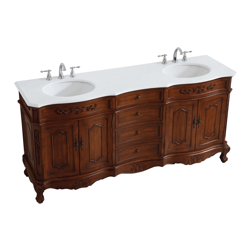 Elegant Kitchen and Bath Danville Double Solid Wood Bathroom Vanity in Brown