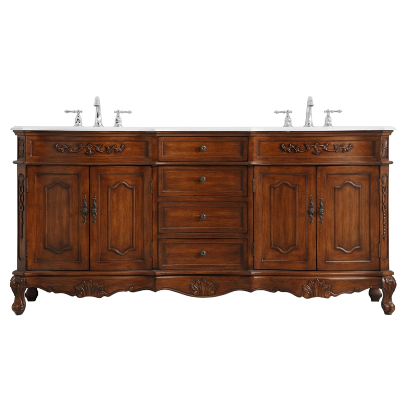 Elegant Kitchen and Bath Danville Double Solid Wood Bathroom Vanity in Brown