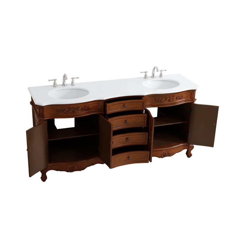 Elegant Kitchen and Bath Danville Double Solid Wood Bathroom Vanity in Brown