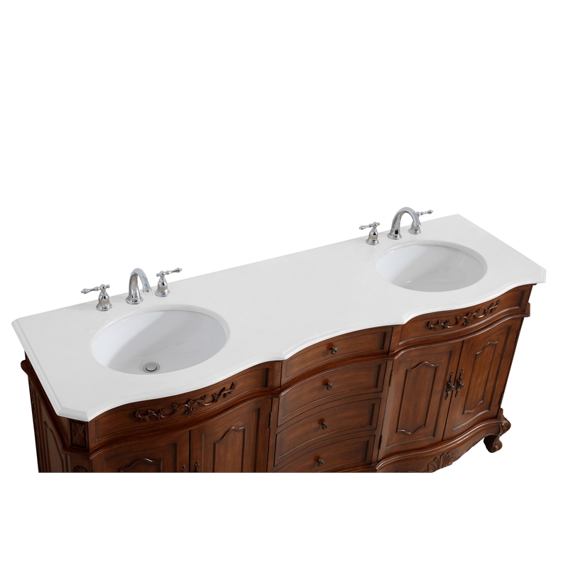 Elegant Kitchen and Bath Danville Double Solid Wood Bathroom Vanity in Brown
