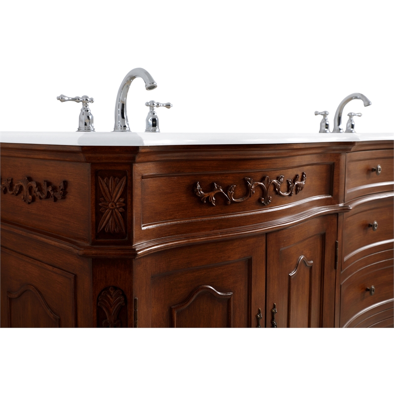 Elegant Kitchen and Bath Danville Double Solid Wood Bathroom Vanity in Brown