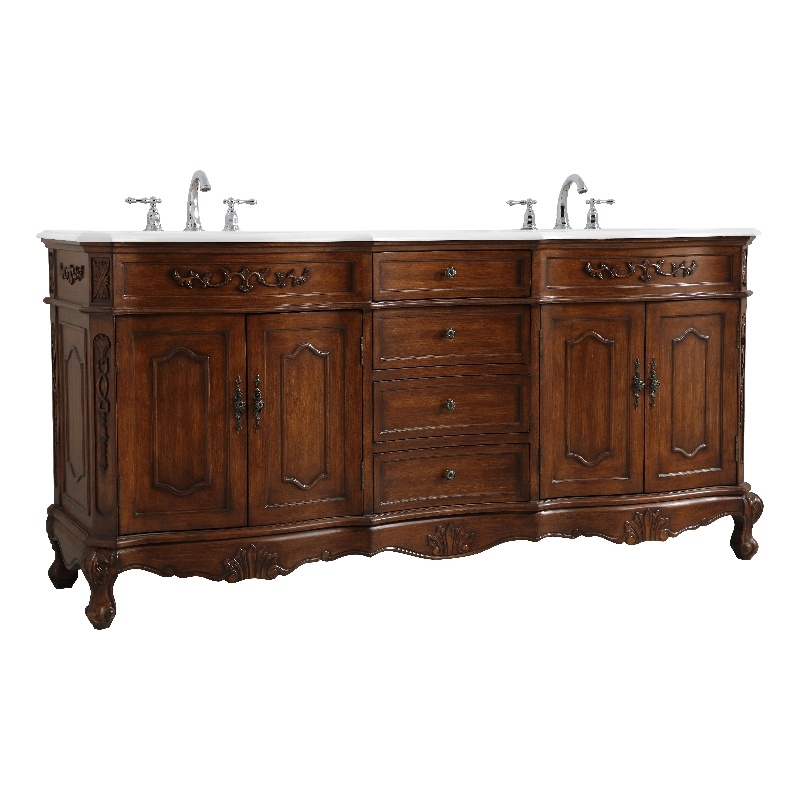 Elegant Kitchen and Bath Danville Double Solid Wood Bathroom Vanity in Brown