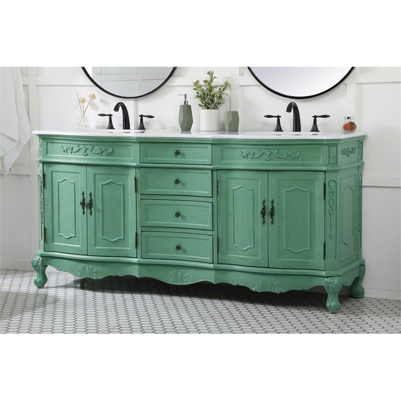 Elegant Kitchen and Bath Danville Double Solid Wood Bathroom Vanity in Green