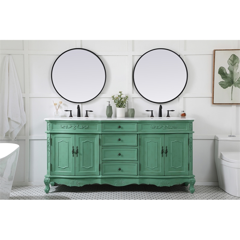Elegant Kitchen and Bath Danville Double Solid Wood Bathroom Vanity in Green