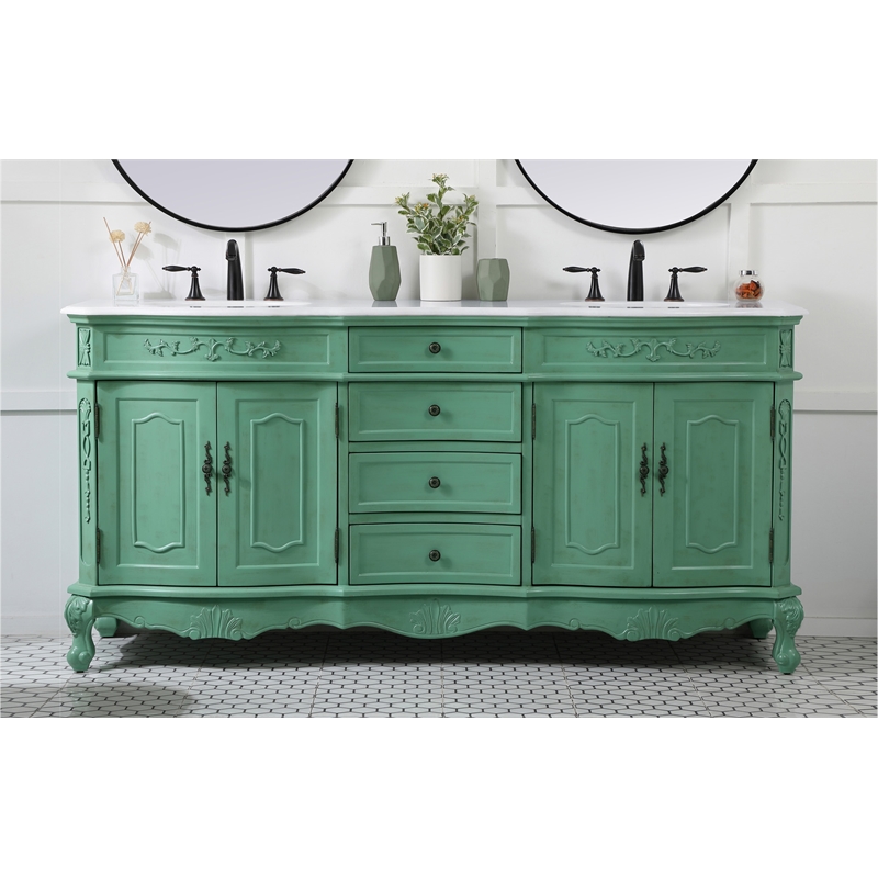 Elegant Kitchen and Bath Danville Double Solid Wood Bathroom Vanity in Green
