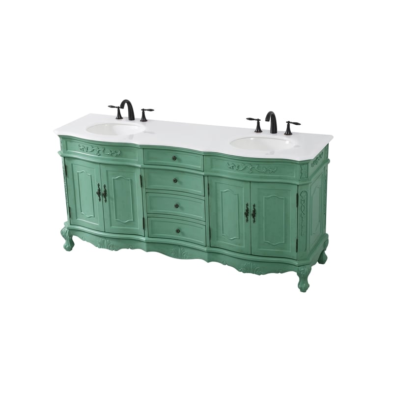 Elegant Kitchen and Bath Danville Double Solid Wood Bathroom Vanity in Green