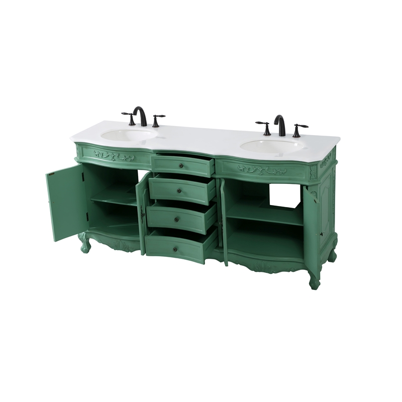 Elegant Kitchen and Bath Danville Double Solid Wood Bathroom Vanity in Green