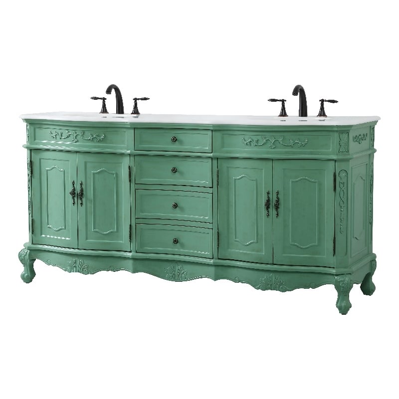 Elegant Kitchen and Bath Danville Double Solid Wood Bathroom Vanity in Green