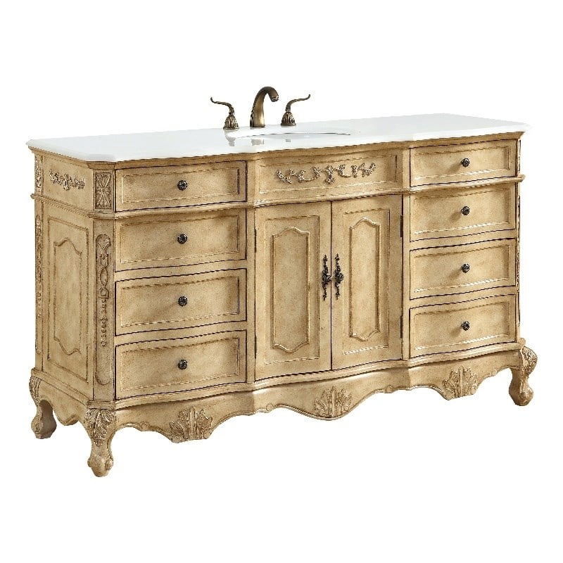 Elegant Kitchen and Bath Danville Solid Wood Bathroom Vanity in Light Beige
