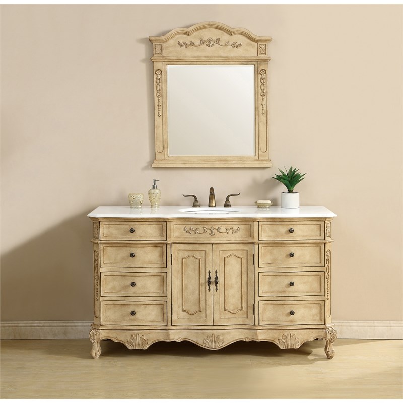 Elegant Kitchen and Bath Danville Solid Wood Bathroom Vanity in Light Beige