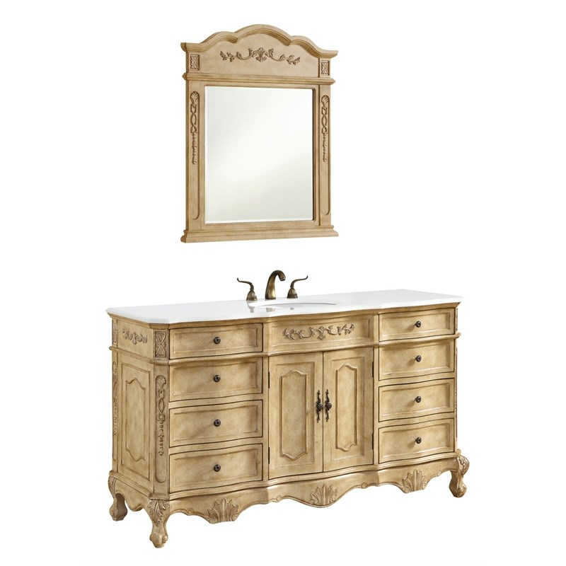 Elegant Kitchen and Bath Danville Solid Wood Bathroom Vanity in Light Beige