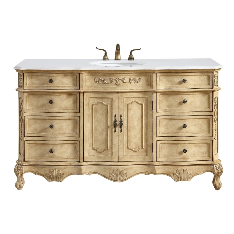 Elegant Kitchen and Bath Danville Solid Wood Bathroom Vanity in Light Beige
