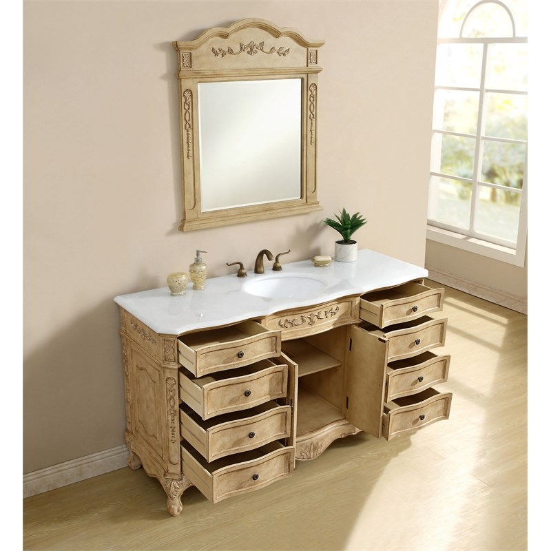 Elegant Kitchen and Bath Danville Solid Wood Bathroom Vanity in Light Beige