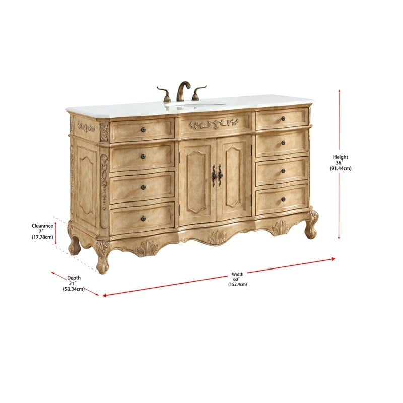 Elegant Kitchen and Bath Danville Solid Wood Bathroom Vanity in Light Beige