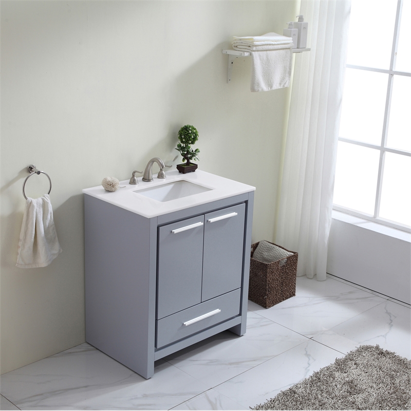 Elegant Kitchen and Bath Filipo Single Solid Wood Bathroom Vanity in Gray