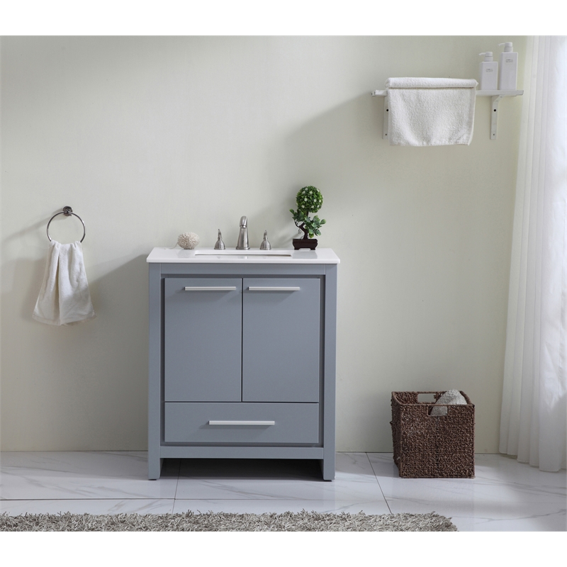 Elegant Kitchen and Bath Filipo Single Solid Wood Bathroom Vanity in Gray