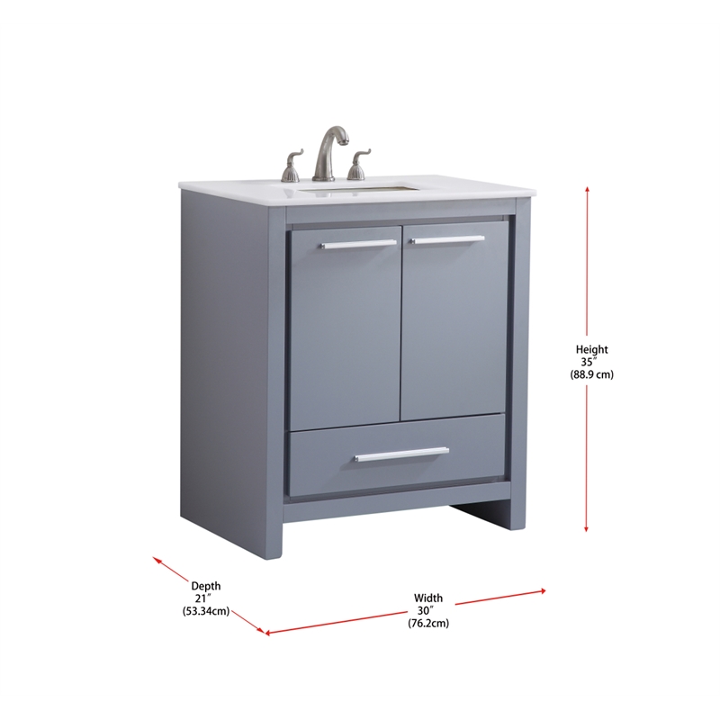 Elegant Kitchen and Bath Filipo Single Solid Wood Bathroom Vanity in Gray