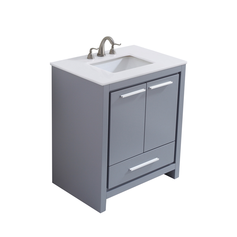 Elegant Kitchen and Bath Filipo Single Solid Wood Bathroom Vanity in Gray