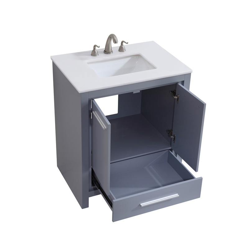 Elegant Kitchen and Bath Filipo Single Solid Wood Bathroom Vanity in Gray