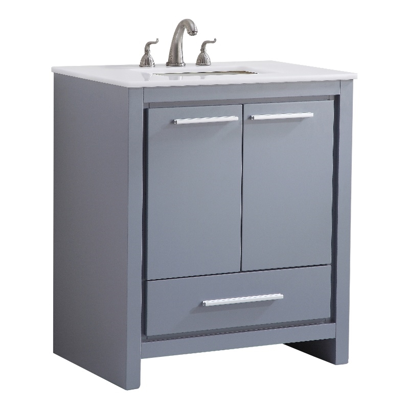 Elegant Kitchen and Bath Filipo Single Solid Wood Bathroom Vanity in Gray