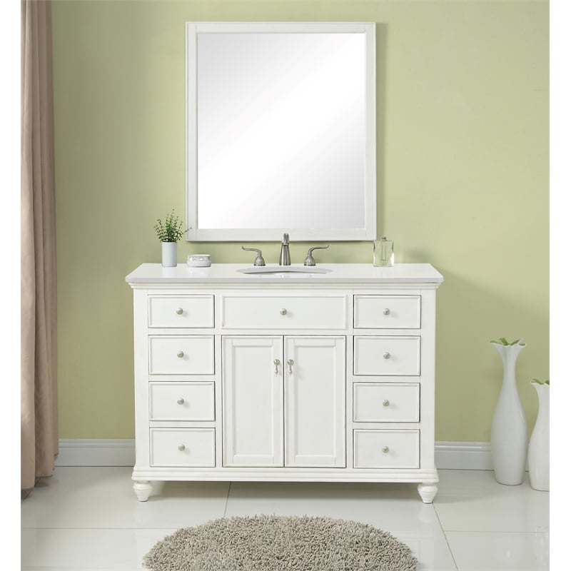 Elegant Kitchen and Bath Otto Single Solid Wood Bathroom Vanity in White