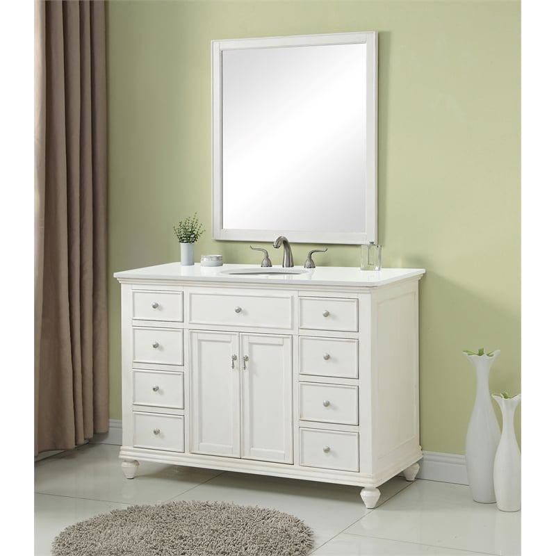 Elegant Kitchen and Bath Otto Single Solid Wood Bathroom Vanity in White
