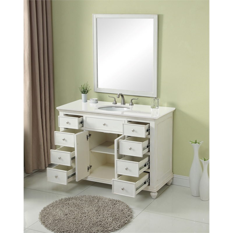 Elegant Kitchen and Bath Otto Single Solid Wood Bathroom Vanity in White