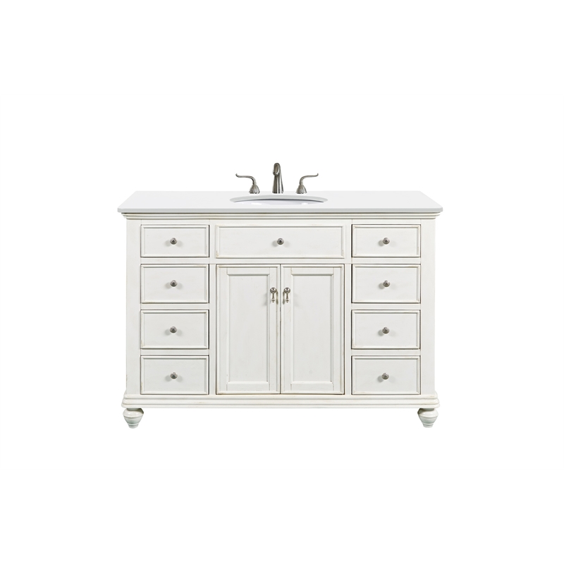 Elegant Kitchen and Bath Otto Single Solid Wood Bathroom Vanity in White