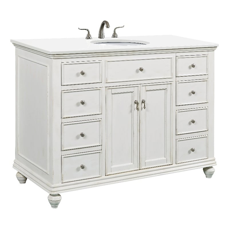 Elegant Kitchen and Bath Otto Single Solid Wood Bathroom Vanity in White