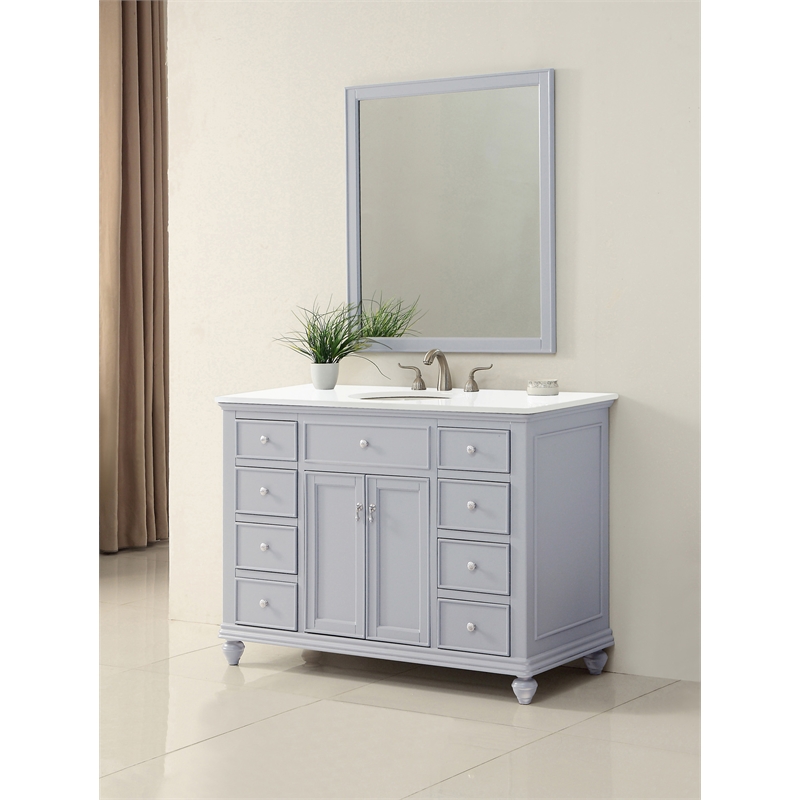 Elegant Kitchen and Bath Otto Single Solid Wood Bathroom Vanity in Gray