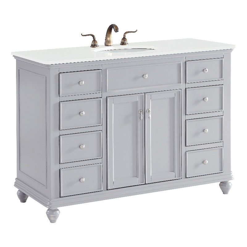 Elegant Kitchen and Bath Otto Single Solid Wood Bathroom Vanity in Gray