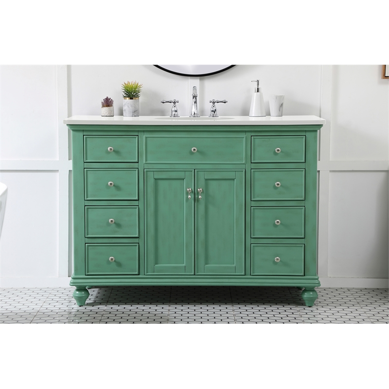 Elegant Kitchen and Bath Otto Single Solid Wood Bathroom Vanity in Green