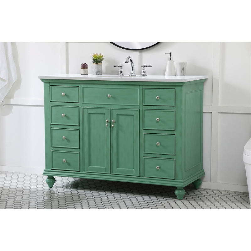Elegant Kitchen and Bath Otto Single Solid Wood Bathroom Vanity in Green