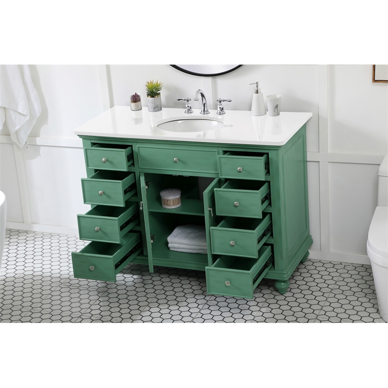 Elegant Kitchen and Bath Otto Single Solid Wood Bathroom Vanity in Green