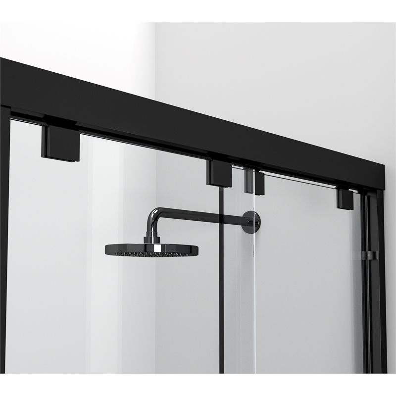 Elegant Kitchen and Bath Trenton Semi-frameless Aluminum Tub Door in Black