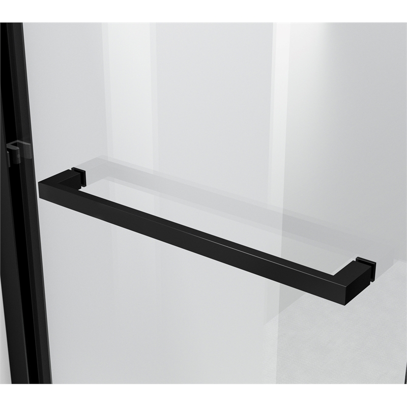 Elegant Kitchen and Bath Trenton Semi-frameless Aluminum Tub Door in Black