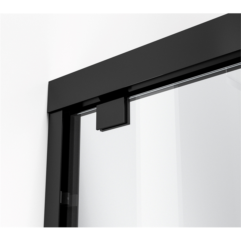 Elegant Kitchen and Bath Trenton Semi-frameless Aluminum Tub Door in Black