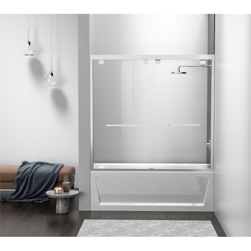 Elegant Kitchen and Bath Trenton Semi-frameless Aluminum Tub Door in Chrome