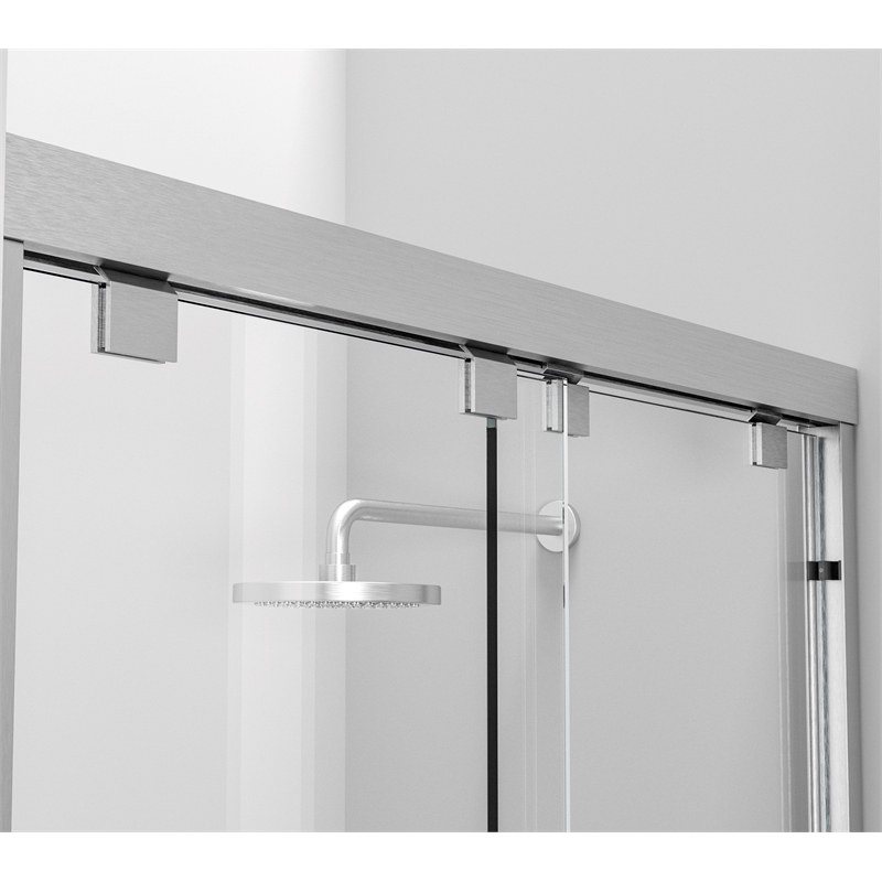 Elegant Kitchen and Bath Trenton Semi-frameless Aluminum Tub Door in Nickel