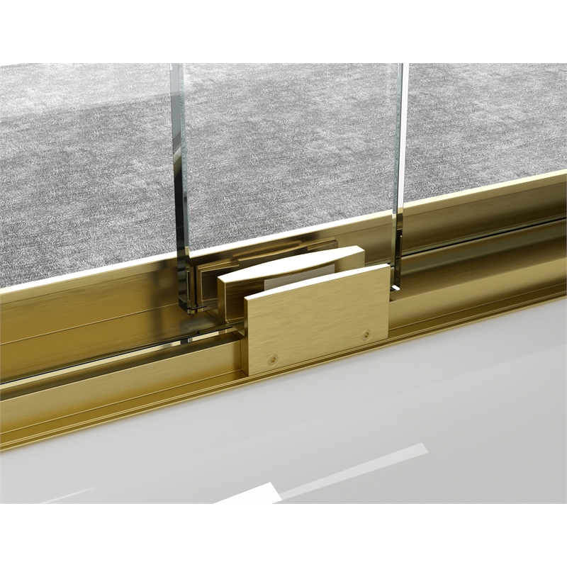 Elegant Kitchen and Bath Trenton Semi-frameless Aluminum Tub Door in Gold