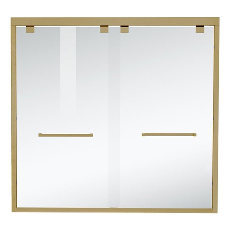 Elegant Kitchen and Bath Trenton Semi-frameless Aluminum Tub Door in Gold