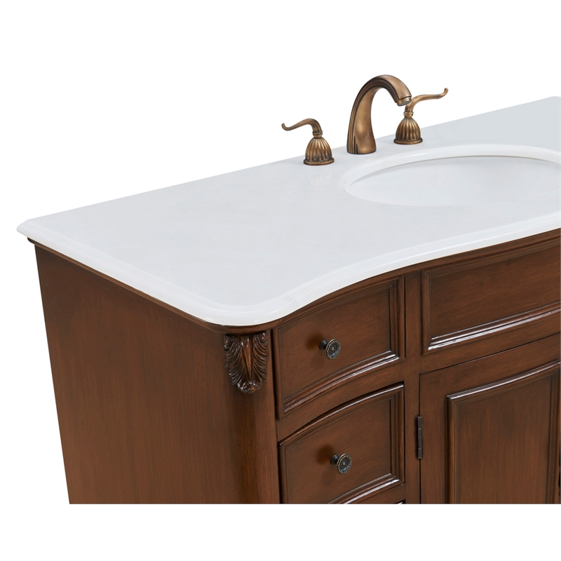 Elegant Kitchen and Bath Windsor Single Solid Wood Bathroom Vanity in Brown