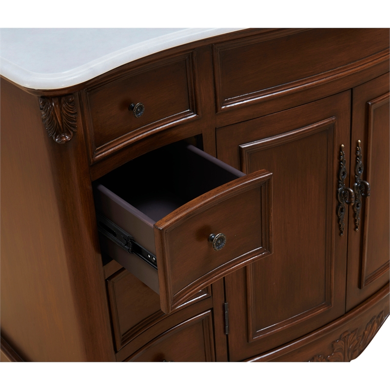 Elegant Kitchen and Bath Windsor Single Solid Wood Bathroom Vanity in Brown