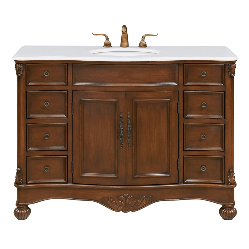 Elegant Kitchen and Bath Windsor Single Solid Wood Bathroom Vanity in Brown