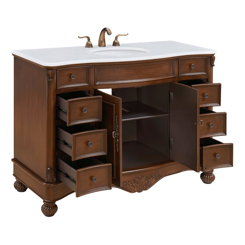 Elegant Kitchen and Bath Windsor Single Solid Wood Bathroom Vanity in Brown