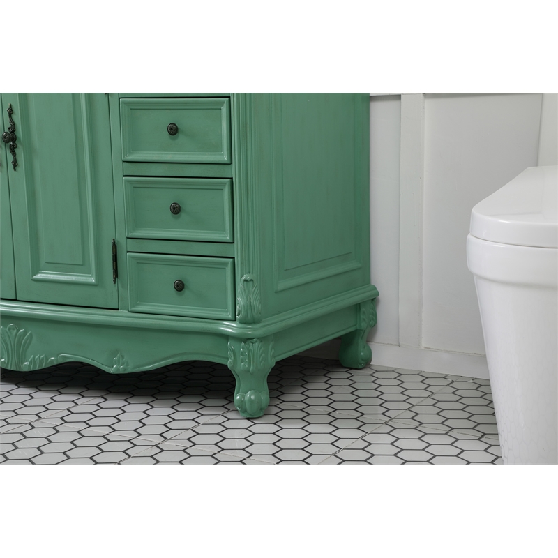Elegant Kitchen and Bath Bordeaux Single Solid Wood Bathroom Vanity in Green