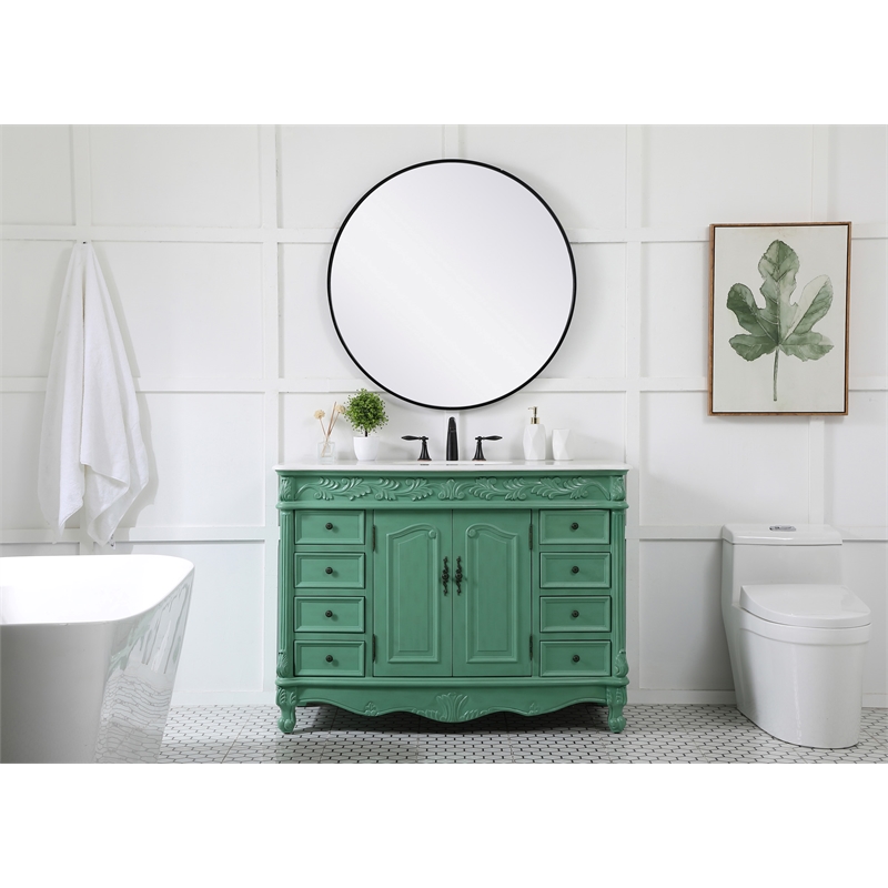 Elegant Kitchen and Bath Bordeaux Single Solid Wood Bathroom Vanity in Green