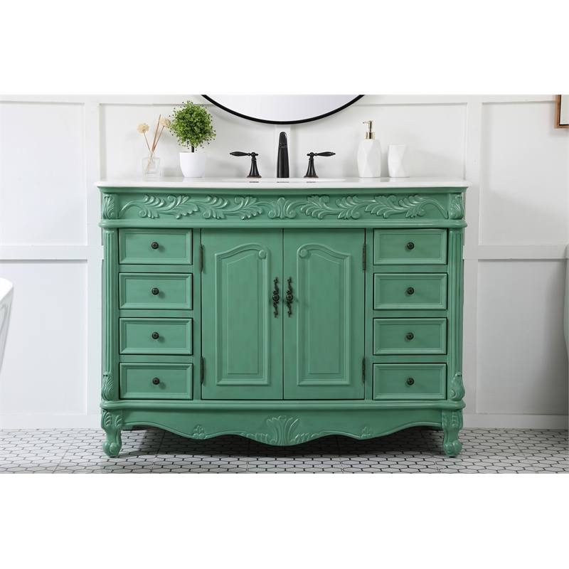 Elegant Kitchen and Bath Bordeaux Single Solid Wood Bathroom Vanity in Green
