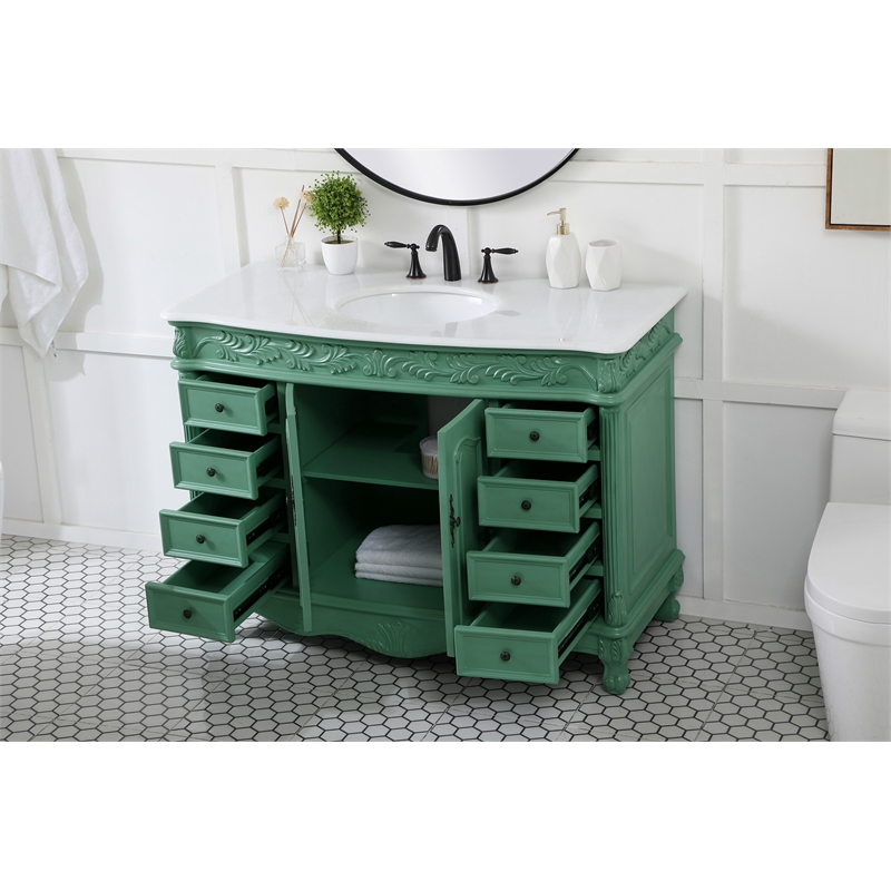 Elegant Kitchen and Bath Bordeaux Single Solid Wood Bathroom Vanity in Green