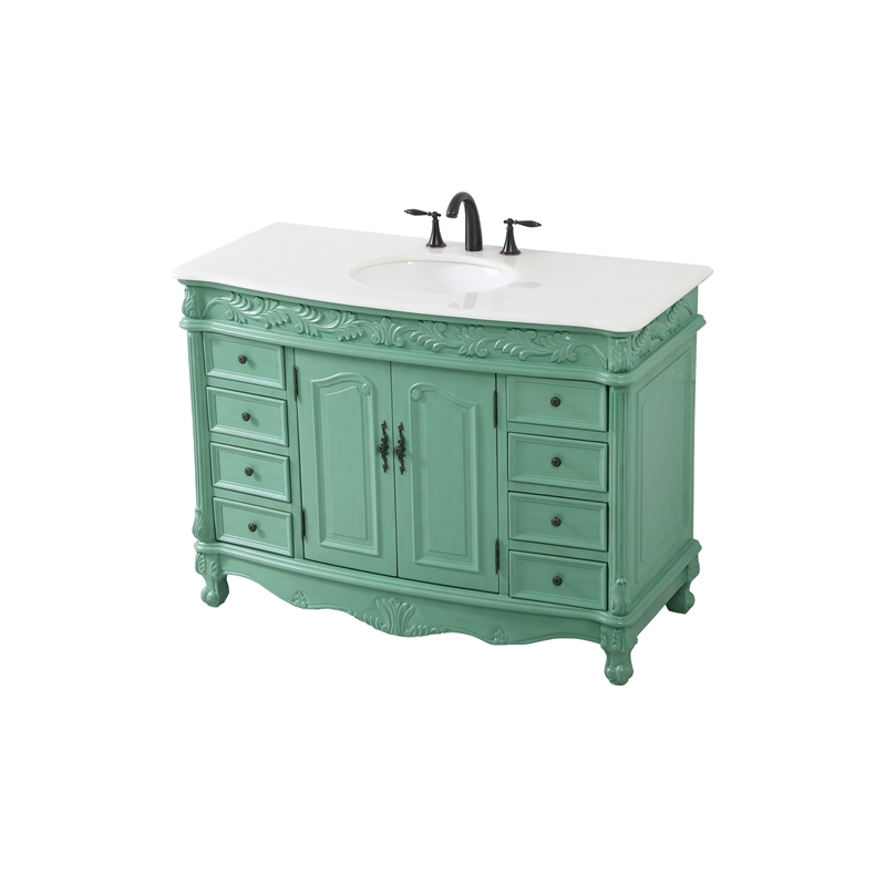 Elegant Kitchen and Bath Bordeaux Single Solid Wood Bathroom Vanity in Green